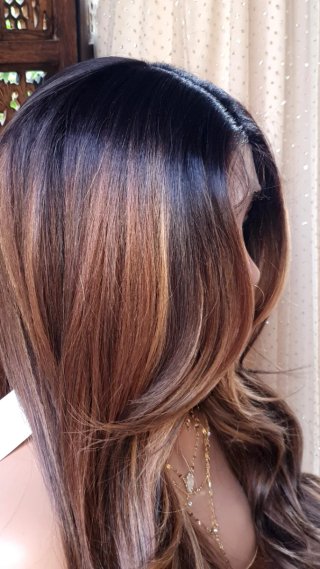 Peluca Lacefront Marrón y Dorado Realista