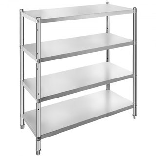 Estantería de Acero Inoxidable, 118.9 x 47 cm Unidad de Almacenamiento de Estante Ajustable de 4 Niveles, Estantería de Acero Inoxidable de Alta Resistencia para Cocina, Oficina Comercial, Almacen...
