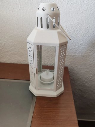 Farolillo blanco decorativo con vela LED