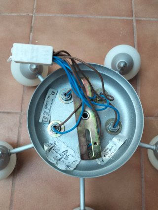 Lámpara de techo 5 brazos madera y metal