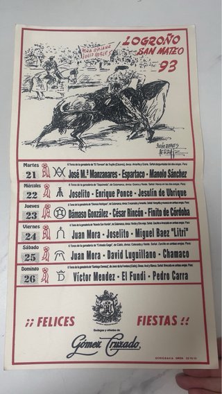 11 Carteles Feria San Mateo Logroño 1984 a 1994