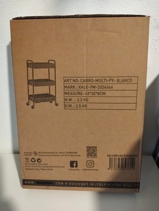 Carrello ausiliario nero a 3 ripiani