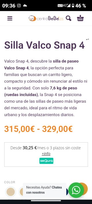 Silla de paseo Valco Baby Snap 4