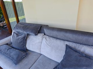 Sofá cama eléctrico beige y gris