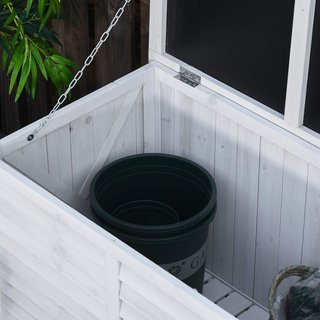 Banco Contenedor de Madera de Abeto, Cofre de Exterior con Patas Antideslizantes 127X56X60Cm, Blanco