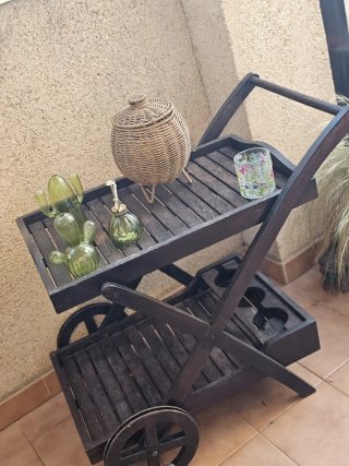 Mesa y Sillas Exterior Madera y Metal