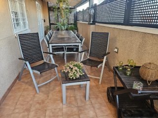 Mesa y Sillas Exterior Madera y Metal