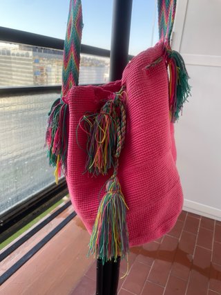Bolso Wayuu Artesanal Fresa Asa Multicolor