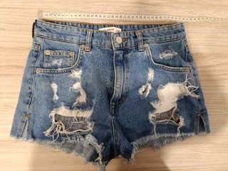 Pull&Bear Pantalón Corto Roto Azul