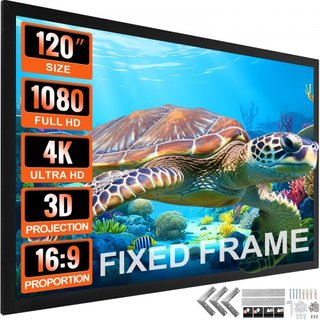 Pantalla de Proyección de 120 Pulgadas 16:9 Pantalla de Película 4K HDTV Marco Fijo Pantalla de Proyector 3D para Cine en Casa 4K HDTV Uso al Aire Libre (120 pulgadas)
