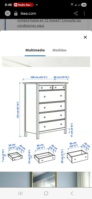 Cajonera Madera IKEA Hemnes 6 Cajones