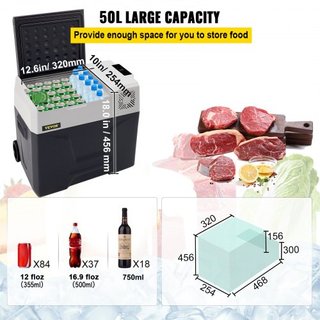 Refrigerador de Coche, Refrigerador de Coche de 12 Voltios, Congelador Portátil de Zona Única de 50 L con Ruedas y Asa, -4℉-68℉, Enfriador de Compresor de 12/24V DC y 100-240V AC para Exterior, Ca...