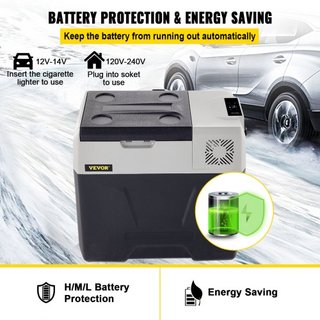 Refrigerador de Coche, Refrigerador de Coche de 12 Voltios, Congelador Portátil de Zona Única de 50 L con Ruedas y Asa, -4℉-68℉, Enfriador de Compresor de 12/24V DC y 100-240V AC para Exterior, Ca...