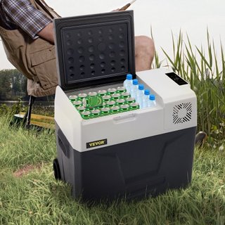 Refrigerador de Coche, Refrigerador de Coche de 12 Voltios, Congelador Portátil de Zona Única de 50 L con Ruedas y Asa, -4℉-68℉, Enfriador de Compresor de 12/24V DC y 100-240V AC para Exterior, Ca...