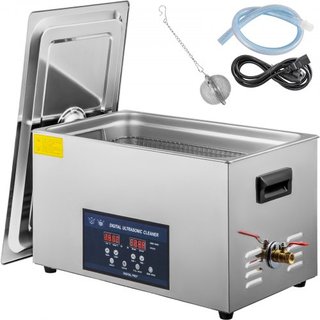 Limpiador Ultrasonido de 30L Máquina de Limpieza Ultrasonica de Doble Frecuencia con Calentador Limpiador de Joyería para Piezas Joyería Gafas Anillo Dentadura Registro Placa de Circuito 28/40KHz