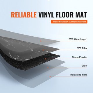 Azulejos de Vinilo Autoadhesivos 12 x 12 pulgadas, 50 Azulejos de 1.5mm de Grosor, Peel & Stick, Textura de Mármol Negro, Suelo DIY para Cocina, Comedor, Dormitorios y Baños, Fácil para Decoración...