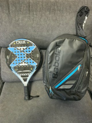 Pala de pádel NOX Full Carbon + Mochila Babolat
