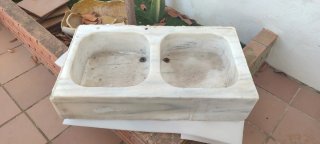 Pila de mármol antigua doble seno
