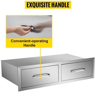 Cajones de Cocina Exterior 30" W x 10" H x 20" D, Cajones de Acceso Doble Horizontal para BBQ de Acero Inoxidable con Mango, Cajones para Isla de BBQ para Cocinas Exteriores o Estación de Parrilla...