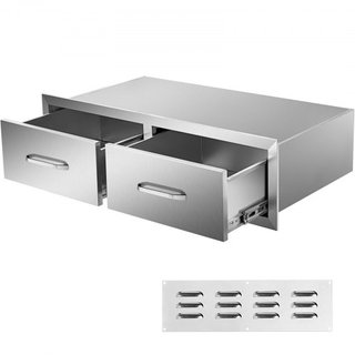 Cajones de Cocina Exterior 30" W x 10" H x 20" D, Cajones de Acceso Doble Horizontal para BBQ de Acero Inoxidable con Mango, Cajones para Isla de BBQ para Cocinas Exteriores o Estación de Parrilla...
