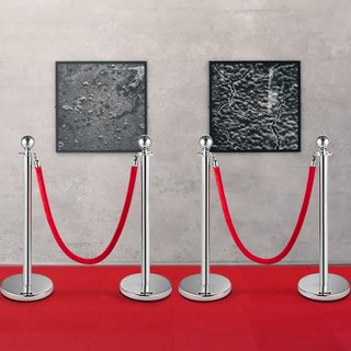 Postes de Control de Multitudes Retráctiles con Cima Redonda Plateada y Divisor de Cuerda con Cuerda Roja de 1.5M