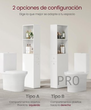 Armario de baño alto con cajones - Vasagle