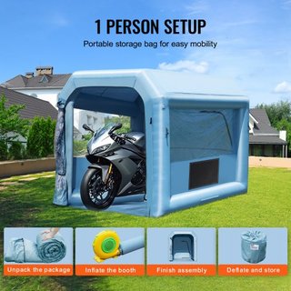 Cabina de Pintura Inflable, 9.8 x 8.2 x 8.2 pies/3 x 2.5 x 2.5 m Cabina de Spray Inflable, con Soplador Potente de 550W y Sistema de Filtro de Aire, Cabina de Pintura Portátil para Motocicleta, Bi...