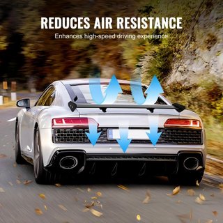 Alerón GT para coche, alerón universal de 43.3 pulgadas con un solo nivel, aluminio ligero ajustable, alerón trasero para coche, alerón de carreras BGW/JDM Drift negro