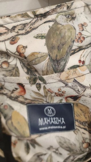 Bolso pañalera estampado aves