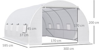 Invernadero de Jardín en Túnel para Plantas en PE con Tubos de Metal 6X3X2M Blanco