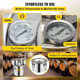 Still Distiller 3Gal 12L Destilador de Agua de Acero Inoxidable con Tubo de Cobre y Bomba de Circulación Kit de Elaboración en Casa Termómetro Integrado para Whisky Vino Brandy Espirituosos