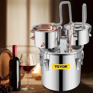Still Distiller 3Gal 12L Destilador de Agua de Acero Inoxidable con Tubo de Cobre y Bomba de Circulación Kit de Elaboración en Casa Termómetro Integrado para Whisky Vino Brandy Espirituosos