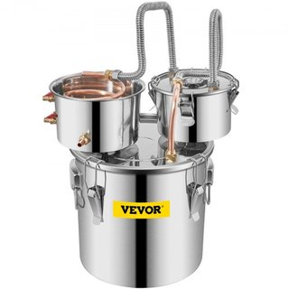 Still Distiller 3Gal 12L Destilador de Agua de Acero Inoxidable con Tubo de Cobre y Bomba de Circulación Kit de Elaboración en Casa Termómetro Integrado para Whisky Vino Brandy Espirituosos