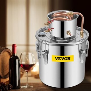 Destilador Still 8.5Gal Destilador de Agua de Acero Inoxidable 38L Kit de Elaboración de Cerveza con Tubo de Cobre Termómetro Integrado para Whisky Vino Brandy DIY