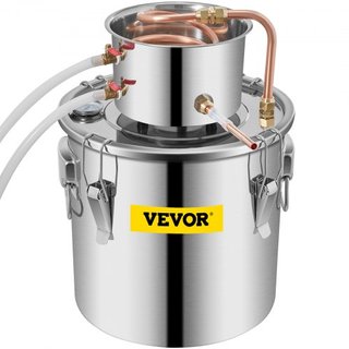 Destilador Still 8.5Gal Destilador de Agua de Acero Inoxidable 38L Kit de Elaboración de Cerveza con Tubo de Cobre Termómetro Integrado para Whisky Vino Brandy DIY