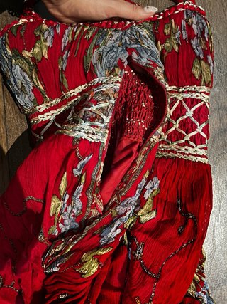 Vestido boho estampado floral rojo