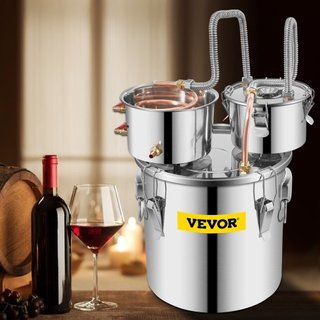 Still Distiller 5Gal 21L Destilador de Agua de Acero Inoxidable con Tubo de Cobre y Bomba de Circulación Kit de Elaboración en Casa Termómetro Integrado para Whisky Vino Brandy Licores