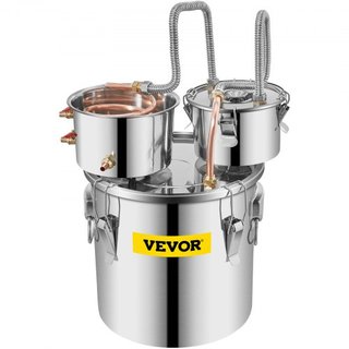 Still Distiller 5Gal 21L Destilador de Agua de Acero Inoxidable con Tubo de Cobre y Bomba de Circulación Kit de Elaboración en Casa Termómetro Integrado para Whisky Vino Brandy Licores