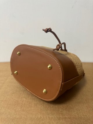 Borsa secchiello vera pelle e rafia