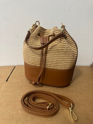 Borsa secchiello vera pelle e rafia