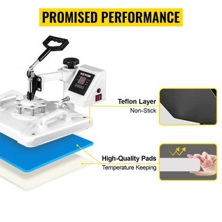 Prensa de Calor 30.5 x 38.1 cm 5 En 1 Prensa de Calor 1250W Máquina de Prensa de Calor Swing Away Prensa de Calor Blanca Impresora de Sublimación para Camisetas Transferencia Rotación de 360 Grado...