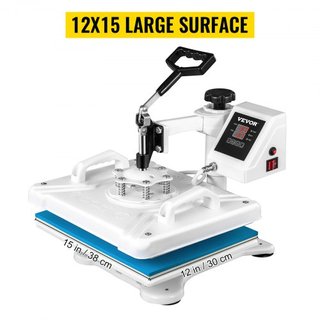 Prensa de Calor 30.5 x 38.1 cm 5 En 1 Prensa de Calor 1250W Máquina de Prensa de Calor Swing Away Prensa de Calor Blanca Impresora de Sublimación para Camisetas Transferencia Rotación de 360 Grado...