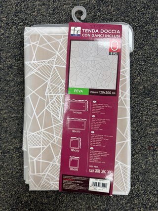 Tenda doccia 120x200 PEVA con ganci