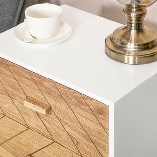 Mesita de Noche Diseño Moderno 2 Cajones Amplia Superficie, Madera, 40X30X55.5 Cm