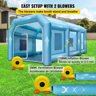Carpa Inflable 999.2 x 498.5 x 399.3 cm Carpa Inflable para Spray Carpa Inflable para Pintura Carpa para Pintura de Autos Gran Estación de Trabajo Tela Oxford 210D Con 2 Ventiladores