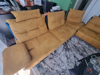 Divano angolare 5 posti componibile ocra/blu