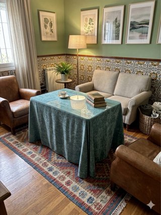 Mesa patas madera con cristal