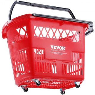 Cestas de Compras, 6PCS, Carritos de Compras de 39L con Mangos, Cesta de Compras Rodante de Plástico con Ruedas, Conjunto de Cestas de Compras Portátiles Grandes para Supermercados, Tiendas Minori...