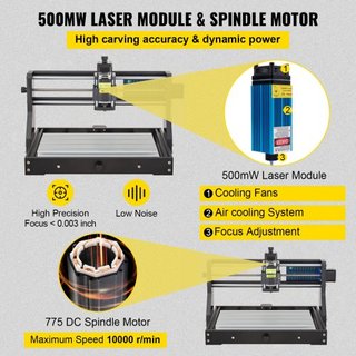 CNC 3018 Pro 500mw 300×180×45mm Máquina CNC Control GRBL Mini Grabador Láser con Controlador Offline Máquina de Grabado Láser de 3 Ejes para Tallado Fresado Plástico Acrílico PVC Madera