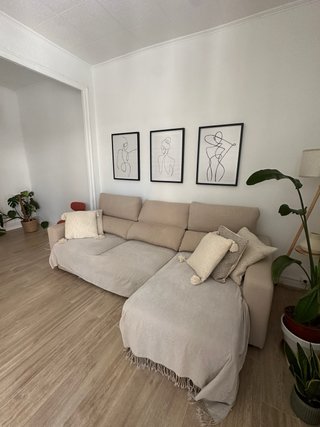 Sofá chaise longue beige 3 plazas Ikea ESKILSTUNA